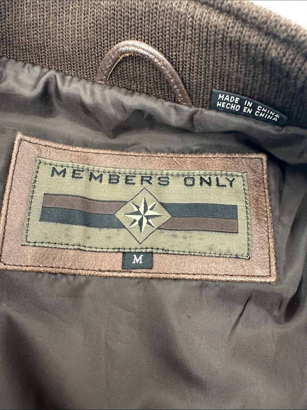Members Only Brown Leather Flight-Style Bomber Jacket - Picture 4 of 4